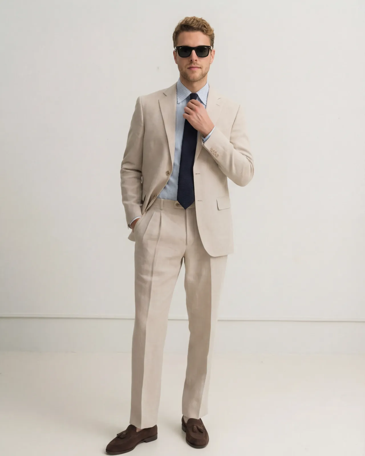 Beige Linen Suit